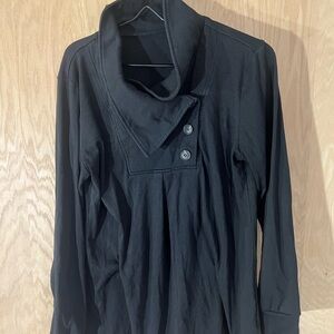 Black Long Sleeve Button-Up Top